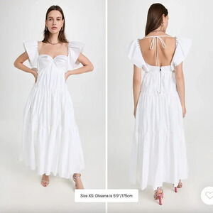 NEW Area Crystal Trim Poplin Dress Size Small